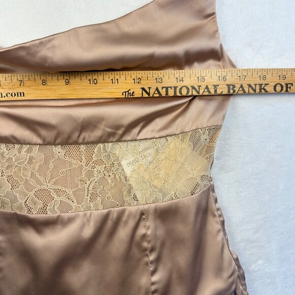 KLEID KATHERINE SUPERDOWN Satin Drape Lace Mini Dress Revolver Nude Size S PARTY - Picture 11 of 16